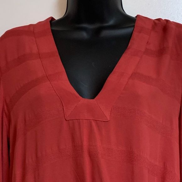 Free People Rust Sienna Coral V Neck Side Tie Oversized Side Tie Blouse XS - Picture 3 of 11